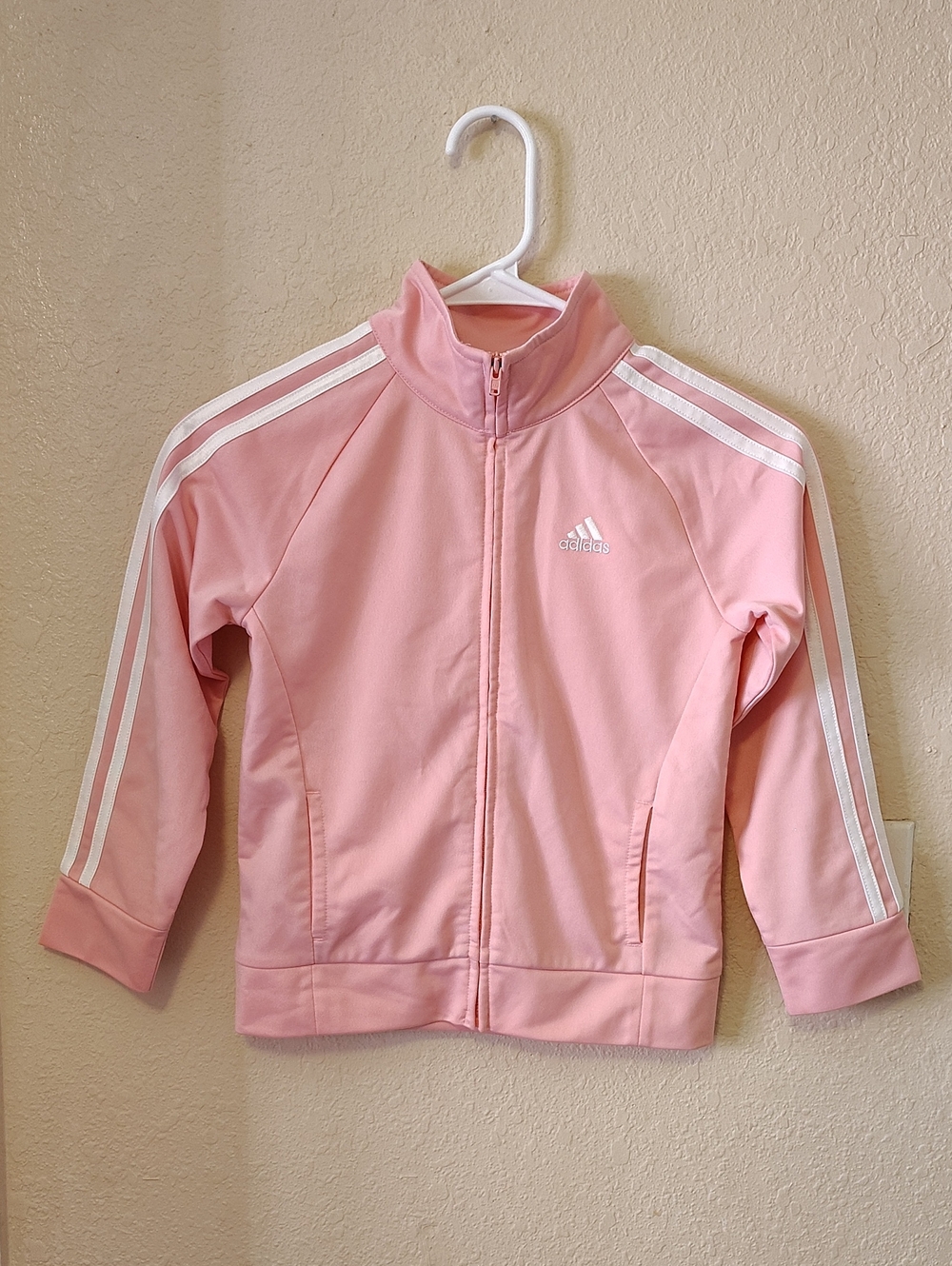 Adidas Pink Zip-Up Track Jacket with White Stripes